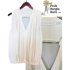L White NY & Co V Neck Blouse Tank Dressy Shirt Lightweight